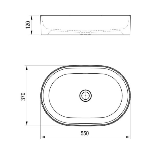 Ravak keraminis praustuvas Ceramic Slim O, be angos perpildymui, antracito matinės spalvos