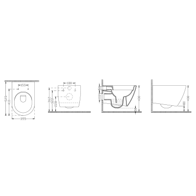 DuraSeramik Siena pakab. klozetas, rimless, su SF dangčiu komplekte