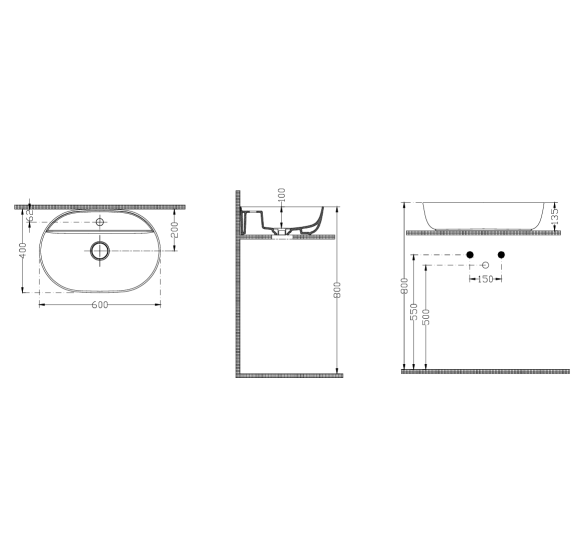 DuraSeramik Dream praustuvas 60x40, blizgus baltas