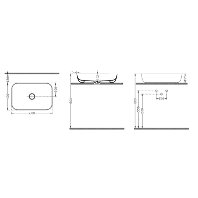 DuraSeramik Orfe praustuvas 60x40,  blizgus baltas