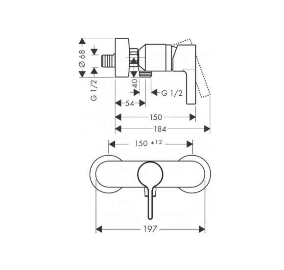 IŠPARDAVIMAS. Hansgrohe Metris S maišytuvas dušui
