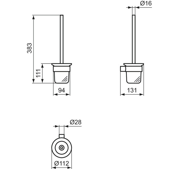 Ideal Standard Conca pakabinamas WC šepetys su laikikliu (pasirenkama spalva)