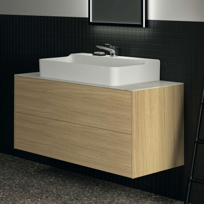 Ideal Standard Conca pakabinama vonios kambario spintelė 120 cm, su 2 stalčiais, šviesaus ąžuolo spalvos