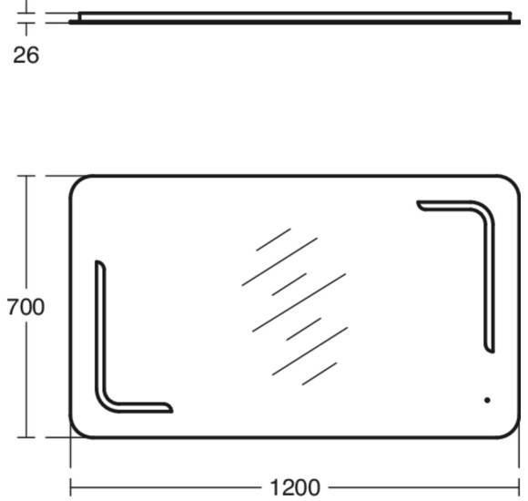 Ideal Standard vonios veidrodis 120x70 cm, su priekiniu ir foniniu apšvietimu, stačiakampio formos