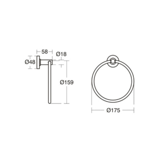Ideal Standard Iom apvalus laikiklis vonios rankšluosčiui, juodos matinės spalvos