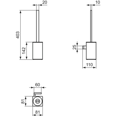 Ideal Standard Conca WC šepečio komplektas, tvirtinamas prie sienos (pasirenkama spalva)