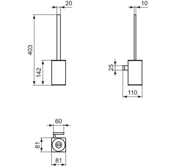Ideal Standard Conca WC šepečio komplektas, tvirtinamas prie sienos (pasirenkama spalva)