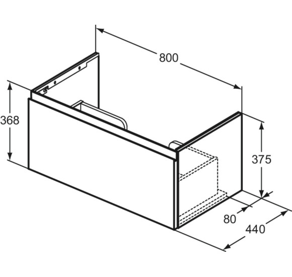 Ideal Standard Finesse pakabinama vonios kambario spintelė praustuvui 80 cm, Dark Elm spalva
