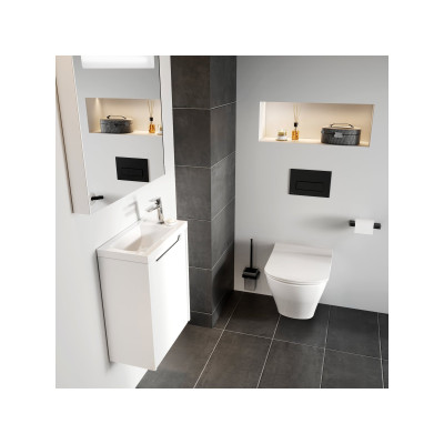 Ravak pakabinamas tualeto šepečio laikiklis su indeliu ir WC šepečiu, juodos matinės spalvos