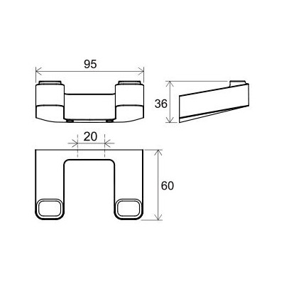 Ravak prie sienos tvirtinamas dvigubas vonios rankšluosčių kabliukas, chromo spalvos
