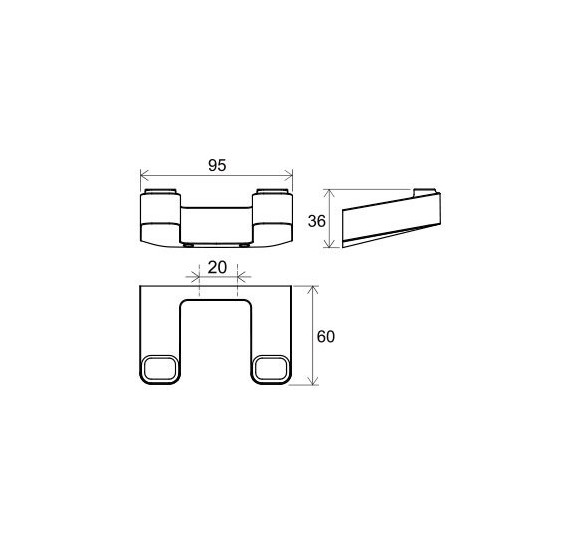 Ravak prie sienos tvirtinamas dvigubas vonios rankšluosčių kabliukas, chromo spalvos
