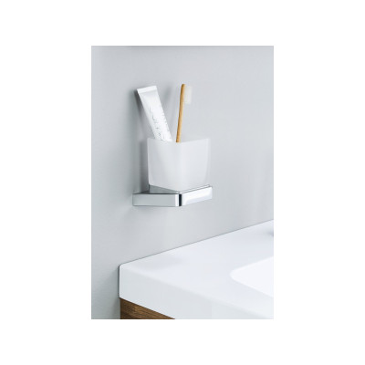 Ravak prie sienos tvirtinamas laikiklis su stikline, chromo spalvos