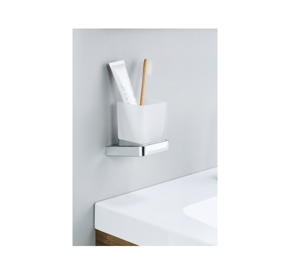 Ravak prie sienos tvirtinamas laikiklis su stikline, chromo spalvos