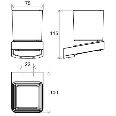 Ravak prie sienos tvirtinamas laikiklis su stikline, chromo spalvos