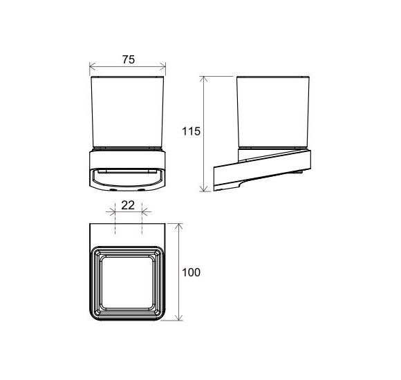 Ravak prie sienos tvirtinamas laikiklis su stikline, chromo spalvos