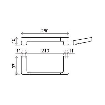 Ravak prie sienos tvirtinamas rankšluosčių laikiklis 25 cm, chromo spalvos