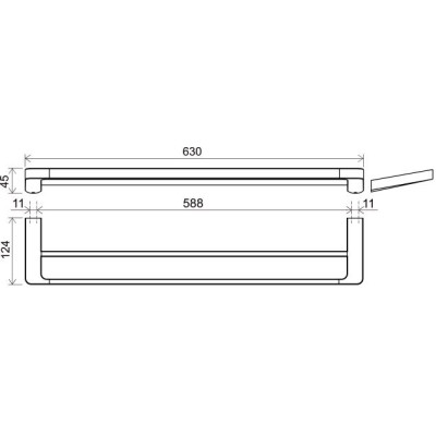 Ravak prie sienos tvirtinamas, dvigubas rankšluosčių laikiklis 63 cm, chromo spalvos