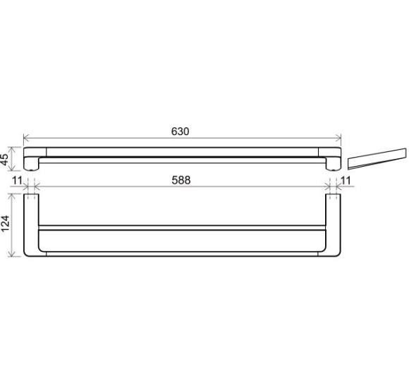Ravak prie sienos tvirtinamas, dvigubas rankšluosčių laikiklis 63 cm, chromo spalvos