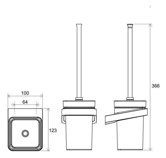 Ravak pakabinamas tualeto šepečio laikiklis su indeliu ir WC šepečiu, chromo spalvos
