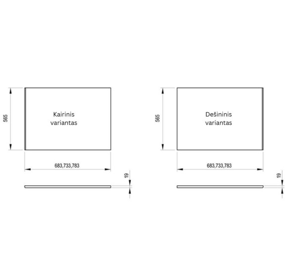 Ravak MDF šoninė vonios apdaila stačiakampėms vonioms, 70, 75, 80 cm, pasirinkite pusę
