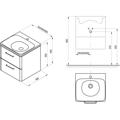 Ravak Balance II pakabinama vonios spintelė praustuvui 80 cm, baltos matinės spalvos