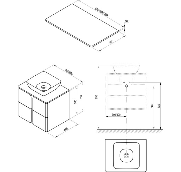 Ravak Balance stalviršis praustuvo spintelei 80 cm, blizgios baltos spalvos