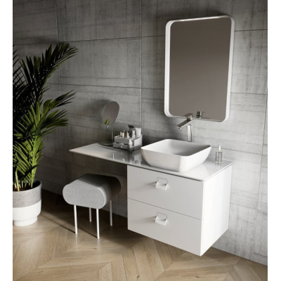 Ravak Strip stačiakampis veidrodis su plonu baltos spalvos rėmu ir LED apšvietimu