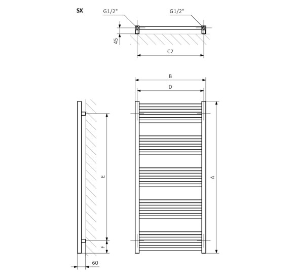Terma Fiona kombinuotas rankšluosčių džiovintuvas, 1380x400 mm, champagne spalvos