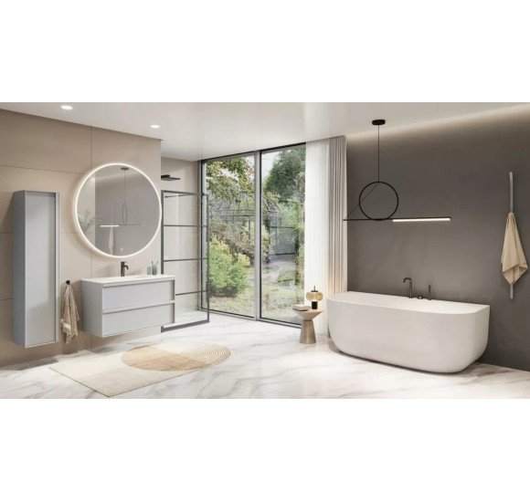 Balteco Marin Wall XONYX akmens masės vonia, prie sienos montuojama, 170 cm, baltos matinės spalvos