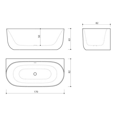 Balteco Marin Wall XONYX akmens masės vonia, prie sienos montuojama, 170 cm, baltos matinės spalvos