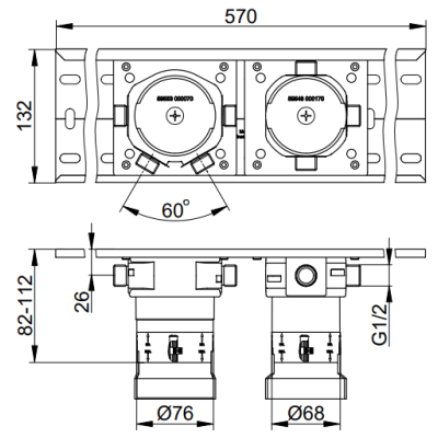 Keuco IXMO potinkinės dalys termostatiniam maišytuvui, 3 krypčių