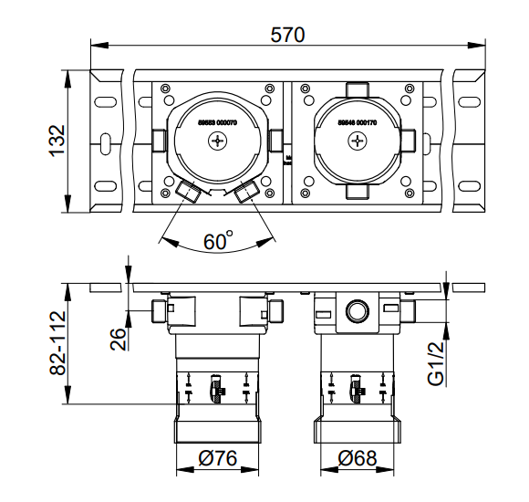 Keuco IXMO potinkinės dalys termostatiniam maišytuvui, 3 krypčių