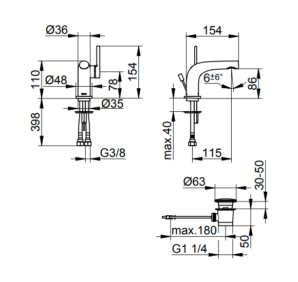 Keuco Edition 400 praustuvo maišytuvas 80