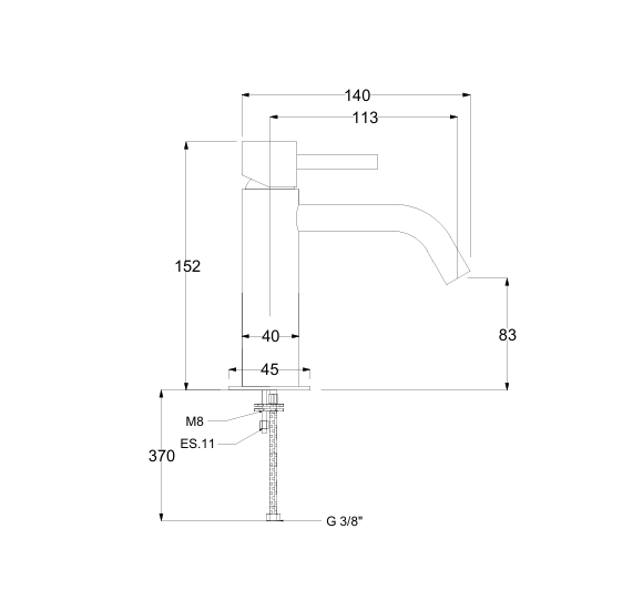 QD MagistroLab CURVY praustuvo maišytuvas su click-clack dugno vožtuvu
