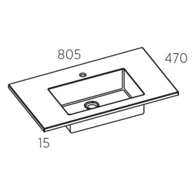 Balteco Xonyx akmens masės stalviršis (80 - 120 cm) su integruotu praustuvu 48x32cm, baltos matinės spalvos