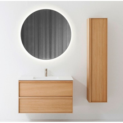 Balteco Carre aukšta šoninė vonios spintelė iš natūralaus ąžuolo lukšto, 35x32x160cm