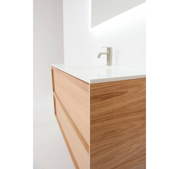 Balteco Carre pakabinama vonios praustuvo spintelė iš natūralaus ąžuolo lukšto, pasirinkite dydį (60-120 cm)