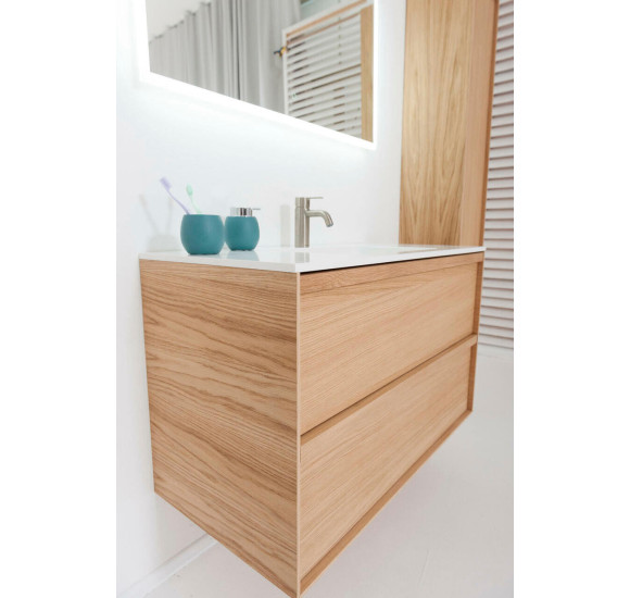 Balteco Carre pakabinama vonios praustuvo spintelė iš natūralaus ąžuolo lukšto, pasirinkite dydį (60-120 cm)