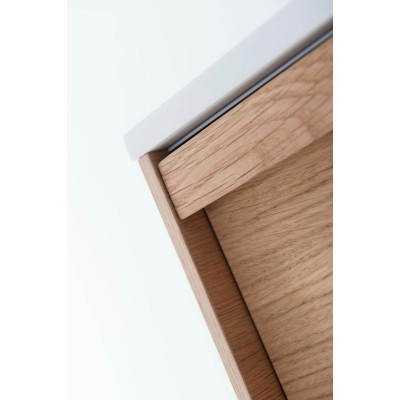 Balteco Carre pakabinama vonios praustuvo spintelė iš natūralaus ąžuolo lukšto, pasirinkite dydį (60-120 cm)