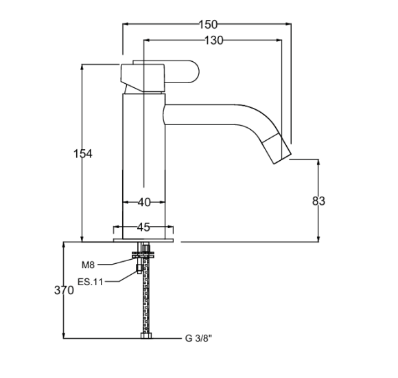 QD MagistroLab Swing 59 bidė maišytuvas su dugno vožtuvu