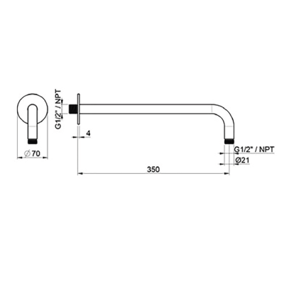 QD MagistroLab Trek nerūdijančio plieno (316L) dušo galvos laikiklis