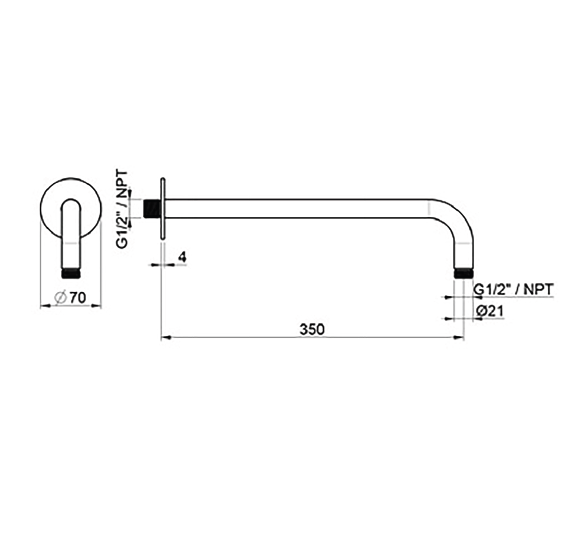 QD MagistroLab Trek nerūdijančio plieno (316L) dušo galvos laikiklis