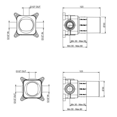QD MagistroLab potinkinės dėžutės 3-jų krypčių maišytuvui