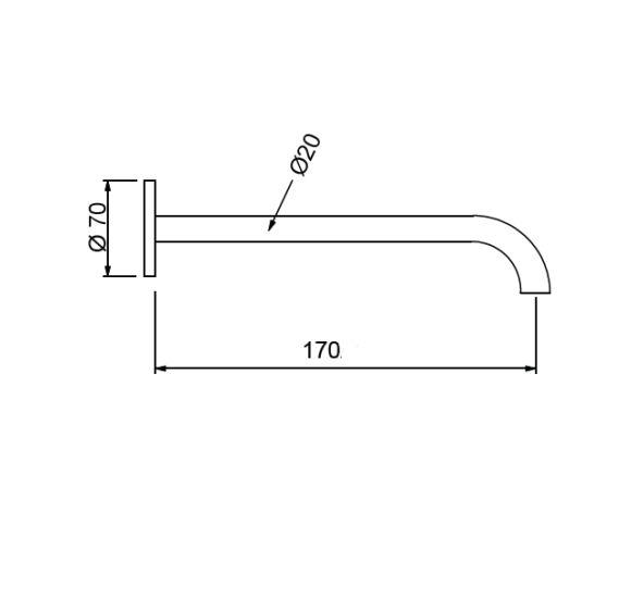 QD MagistroLab TREK nerūdijančio plieno (316L) vonios snapas, 170mm ilgio