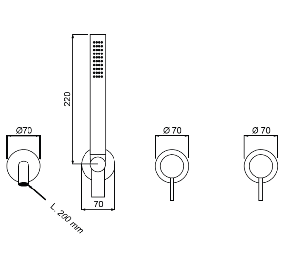 QD MagistroLab Curvy 65 4-ių dalių vonios maišytuvo komplektas (pasirinkite spalvą)
