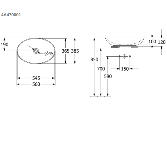 Villeroy&Boch Loop&Friends pastatomas praustuvas, 56x38, baltos spalvos