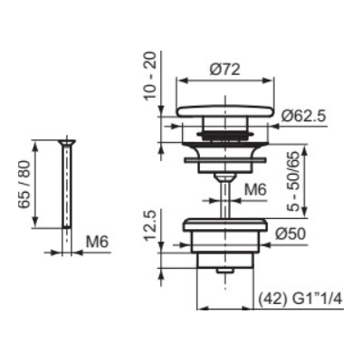 Ideal Standard praustuvo dugno vožtuvas, baltos spalvos keramikinis dangtelis