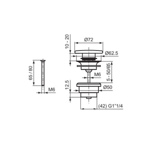 Ideal Standard praustuvo dugno vožtuvas, baltos spalvos keramikinis dangtelis