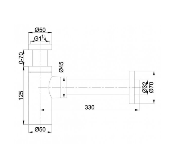 Omnires juodos matinės spalvos sifonas praustuvui