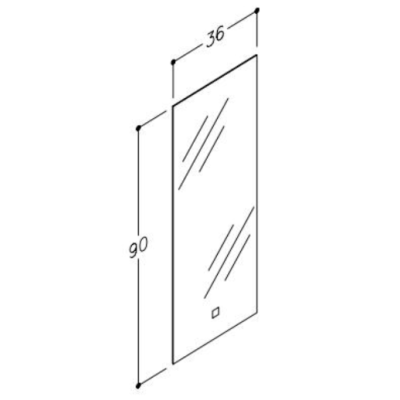 Kame veidrodis MINI su apšvietimu 36x90